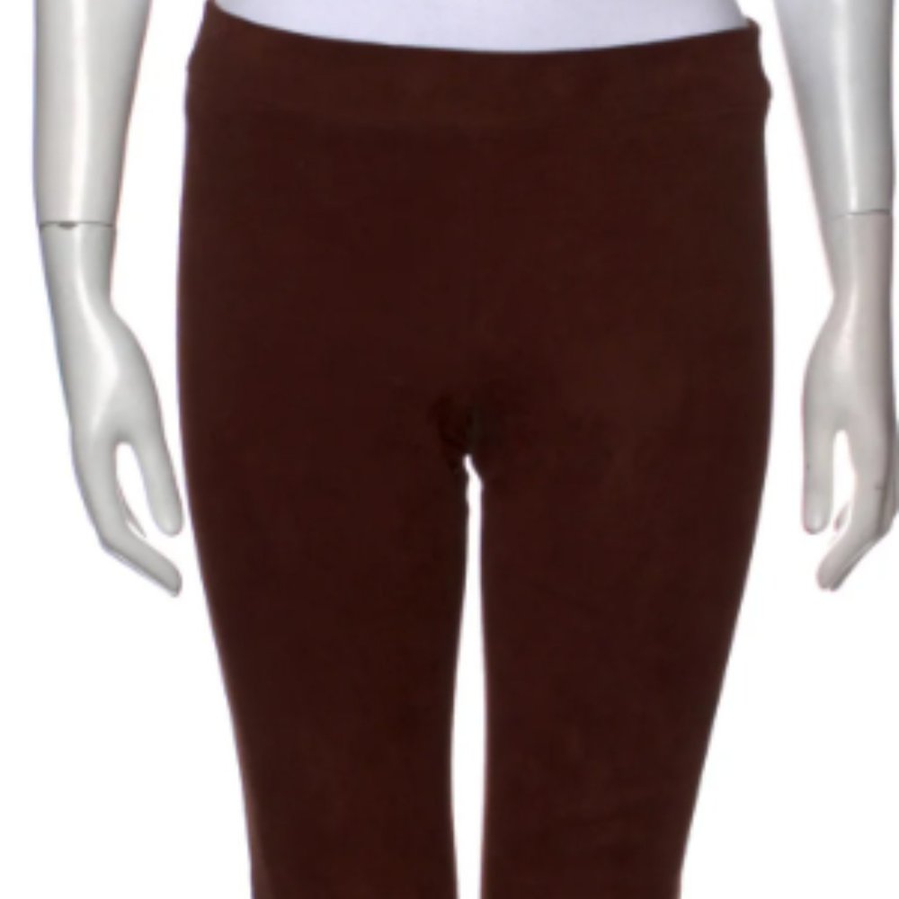 BROWN VINCE SUEDE LEATHER SKINNY PANTS XS